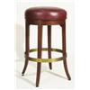 Image 1 : High Style Curved Leg Bar Stool with Brass Foot Ring and Red Top