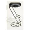 Image 1 : Vintage Chrome Art Deco Streamline Bar Stool with Bend Pipe Design 