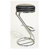 Image 1 : Vintage Chrome Art Deco Streamline Bar Stool with Bend Pipe Design 