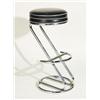 Image 1 : Vintage Chrome Art Deco Streamline Bar Stool with Bend Pipe Design 