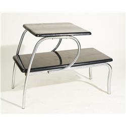 Vintage Chrome Art Deco 2-Tier Side Table with Lacquer Top 