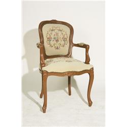 Queen Anne Style Arm Chair with Hand Stitched Seat Cover 