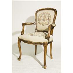 Queen Anne Style Arm Chair with Hand Stitched Seat Cover 