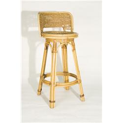 Vintage Rattan Barstool with Woven Stick Seat 