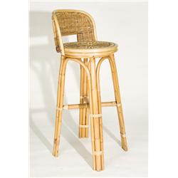 Vintage Rattan Barstool with Woven Stick Seat 
