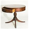 Image 1 : Baker Style Leather Side Table with Single Drawer