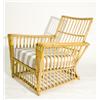 Image 1 : Rustic Yellow Painted Stick Rattan Lounge Chair 