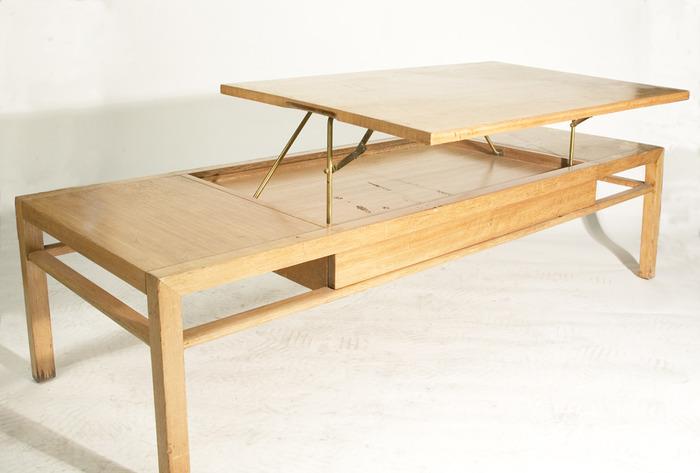 Vintage 1950 S Blonde Rectangular Coffee Table With Hinged Vintage 1950 S Blonde Rectangular Coffee Table With Hinged