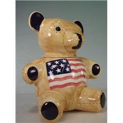 American Pride Flag Teddy Bear Ceramic Cookie Jar