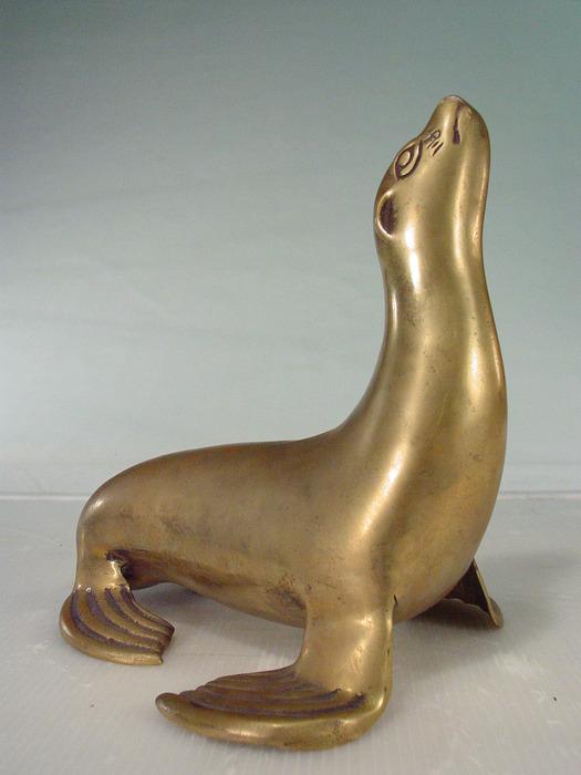 1960's Brass Seal Sculpture Paper Weight