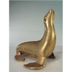 1960's Brass Seal Sculpture Paper Weight
