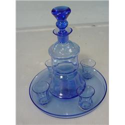Vintage Hand Blown Liquor Set with Shot Glasses
