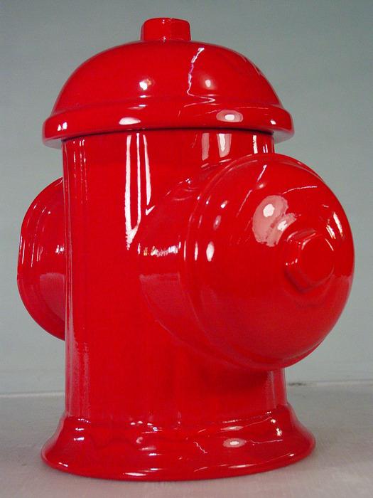Vintage Ceramic Red Fire Hydrant Cookie Jar with Lid