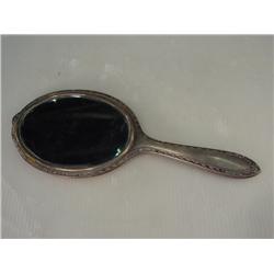 Antique Sterling Silver Hand Vanity Mirror