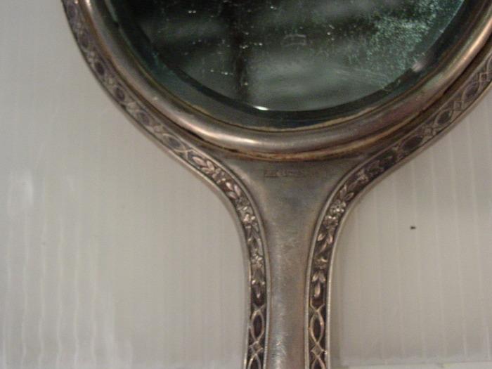 Antique Sterling Silver Hand Vanity Mirror