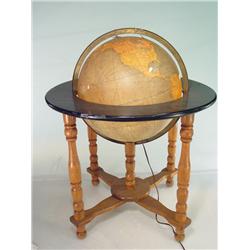 Antique Light Up Glass Globe with Wood Base 32" Tall