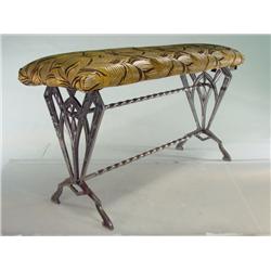 Vintage 1920's Geometric Art Deco Wrought Iron Bench 27" Wide