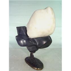 Modern Art Marble Sculpture Black and White 19" Tall