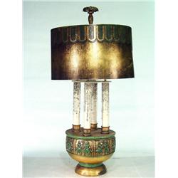 Large Plaster 4 Electric Candles Gold/Green Zodiac Lamp 41" Tall