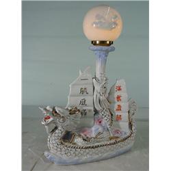 Ceramic Good Luck Dragon Lamp 22" Tall