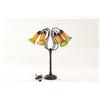 Image 1 : Art Nouveau Inspired Bell Flower Side Table Lamp with Colored Glass Shades