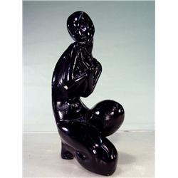 Black Gazed Abstract Nude Female Statue 13" tall