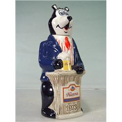Vintage Late 1960's Hamm's Bear Ceramic Decanter 10" Tall