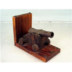 Iron and Wood Cannon Bookends 6"X8"