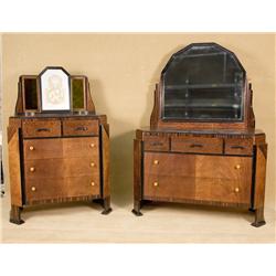 Vintage 1920's Bauahaus Geomentric Art Deco Dresser and Vanity Set