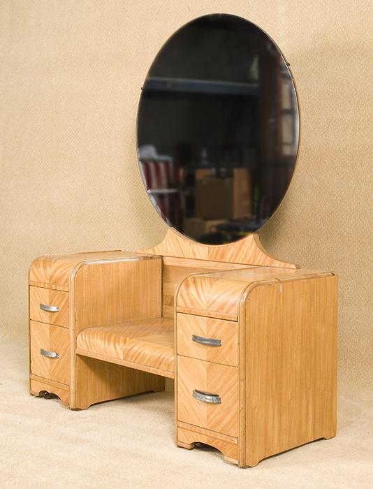 Vintage Blonde 1940 S Waterfall Style Vanity With Mirror