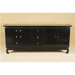 Vintage Black Lacquer Asian Style Console Table