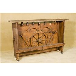 Western Style Cowboy Bar with Carved Wood Cowboy Installation