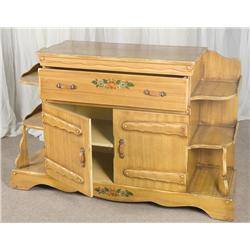 Vintage Blonde French Country Style China Hutch