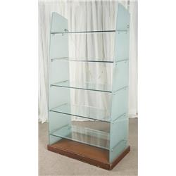 Contemporary Frozted Glass and Chrome Wall Unit Shelf