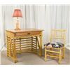 Image 2 : Vintage 1940's Tropical Rattan Style Desk Set with Table, Chair, and lamp