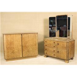 Vintage 1930's Art Deco Vanity with unique Streamline Dresser 