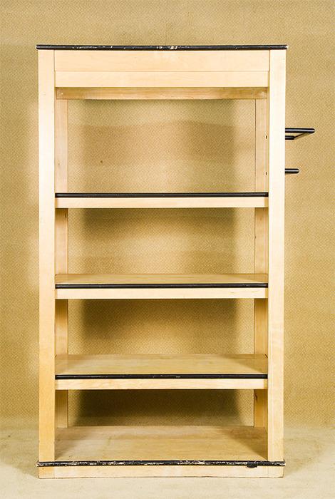 Vintage Blonde Shelf Rack with Black Accents