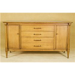 Vintage Late 1950's Silverware Cabinet with Brass Pulls