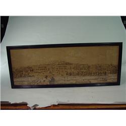 Antique Embroidered City Land Scape of Rome Framed 