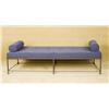 Image 2 : Vintage Black Wire Frame Bench with Blue cushion and Arm Cushions 