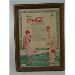 Small 1920's Style Framed Coca Cola AD
