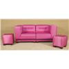 Image 1 : Pink Satin Two Piece Party Club Sofa with matching Ottoman Pair 