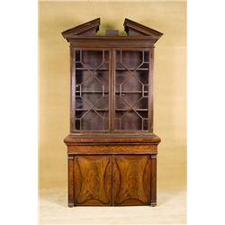 Vintage Dark Stained 1920's Art Deco China Cabinet (Missing Glass) 