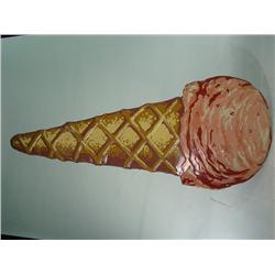 Vintage Large Pressed Tin Color Ice Cream Cone Store display