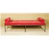 Image 1 : Vintage Black Wire Frame Bench with Red cushion and Arm Cushions 