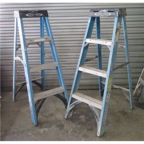 Qty 2 Werner FS104 Folding 3 Stair Step Ladder