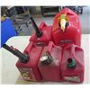Image 1 : Qty 5 Red Gas Cans: 4 No Spill 1 Gallon & 5 Gallon