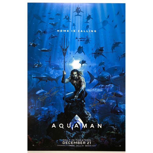 Aquaman Poster Jason Momoa Amber Heard Autographed Signed