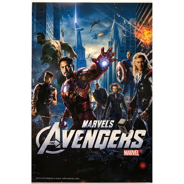 Avengers 1 Poster Robert Downy Jr Chris Evans Autographed Signed