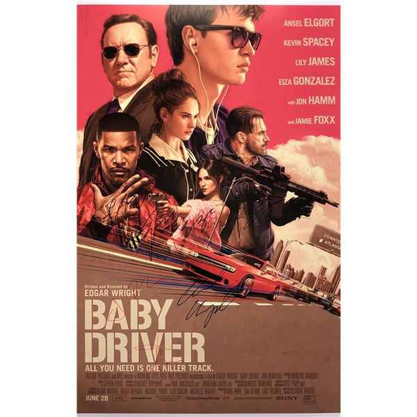 Babty Driver Poster Ansel Elgort Jon Bernthal Autographed Signed